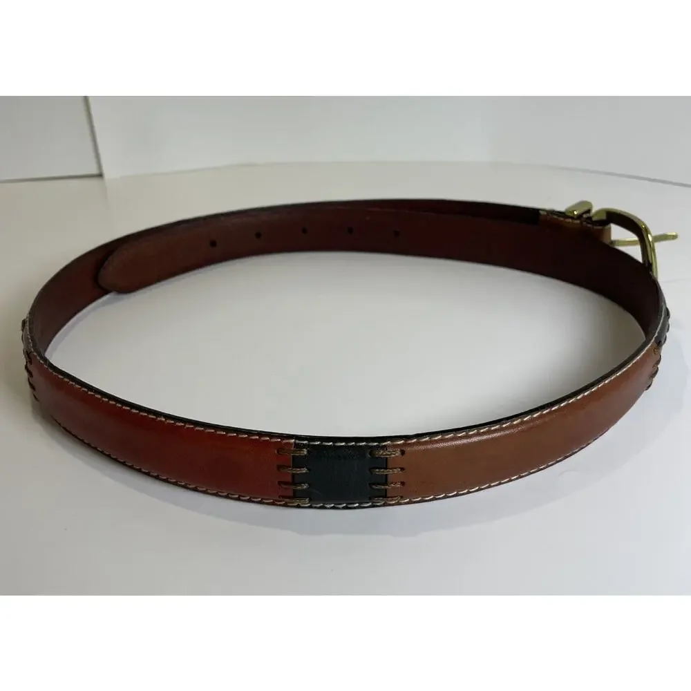 Fossil Patchwork Leather Belt Women’s Sz L Multi Color Narrow